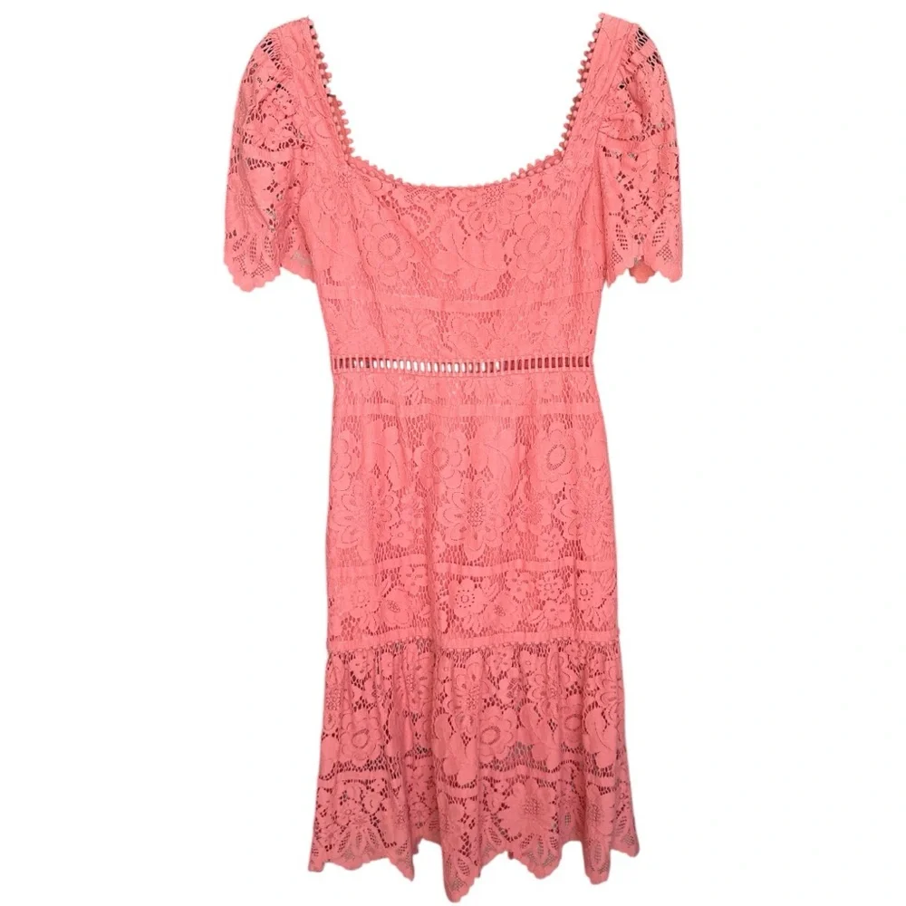 EUC SAYLOR Louisa Midi Dress in Coral Lace size Small - Picture 3 of 8
